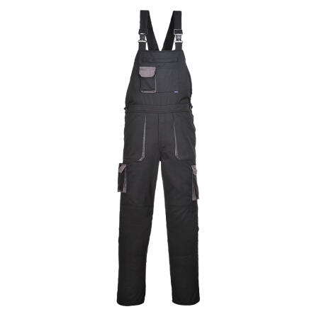 Portwest TX12 Portwest Texo Contrast Bib and Brace Black Tall
