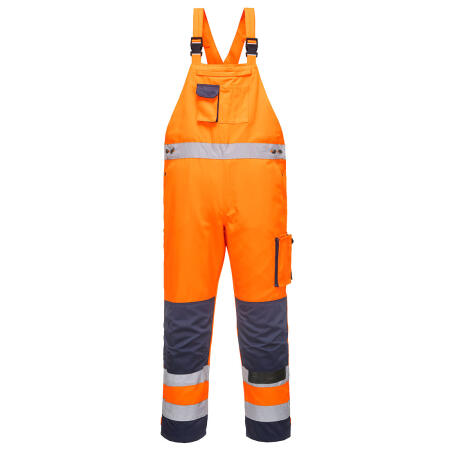 TX52 Dijon Hi-Vis Contrast Work Bib and Brace Orange/Navy