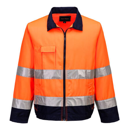 TX70 Madrid Hi-Vis Contrast Bomber Jacket  Orange/Navy