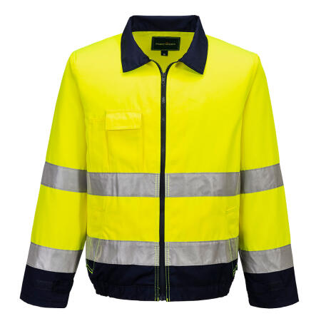TX70 Madrid Hi-Vis Contrast Bomber Jacket  Yellow/Navy