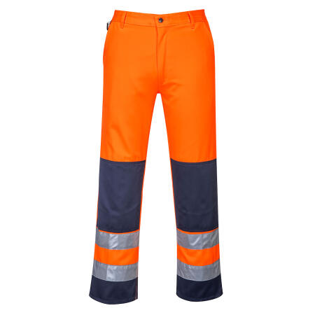 TX71 Seville Hi-Vis Contrast Work Trousers Orange/Navy