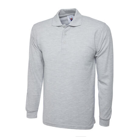 Uneek Clothing UC113 Heather Grey Longsleeve Classic Poloshirt
