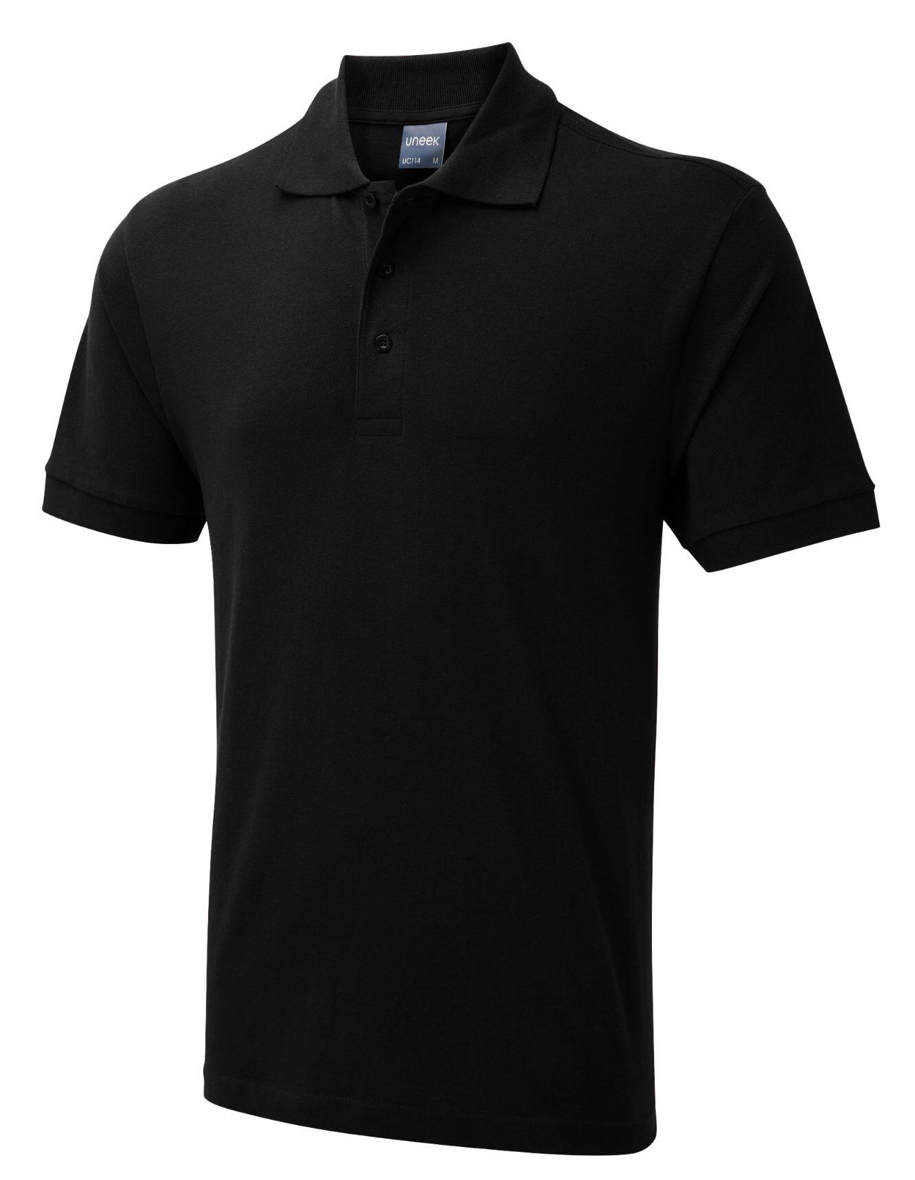 Uneek Clothing UC114 Black Mens Active Cotton Poloshirt
