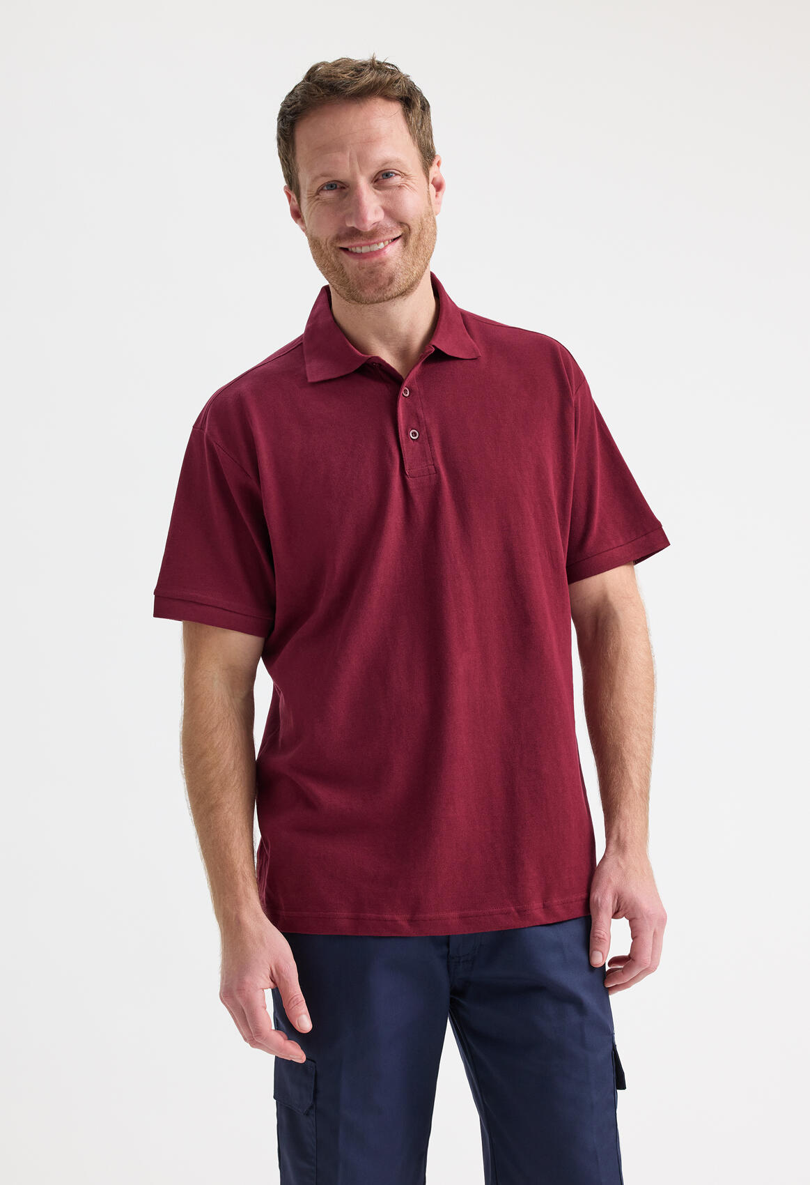 UC114 Navy Mens Active Cotton Poloshirt - Image 2