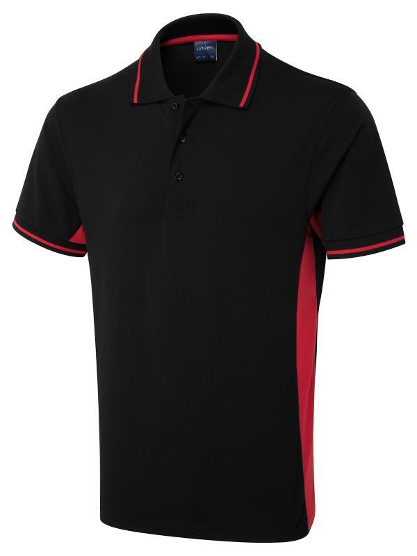 Uneek Clothing UC117 Black/Red Two Tone Polo Shirt