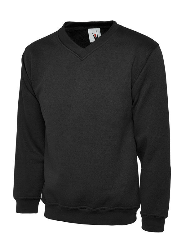 Uneek Clothing UC204 Black Classic V-Neck Sweatshirt