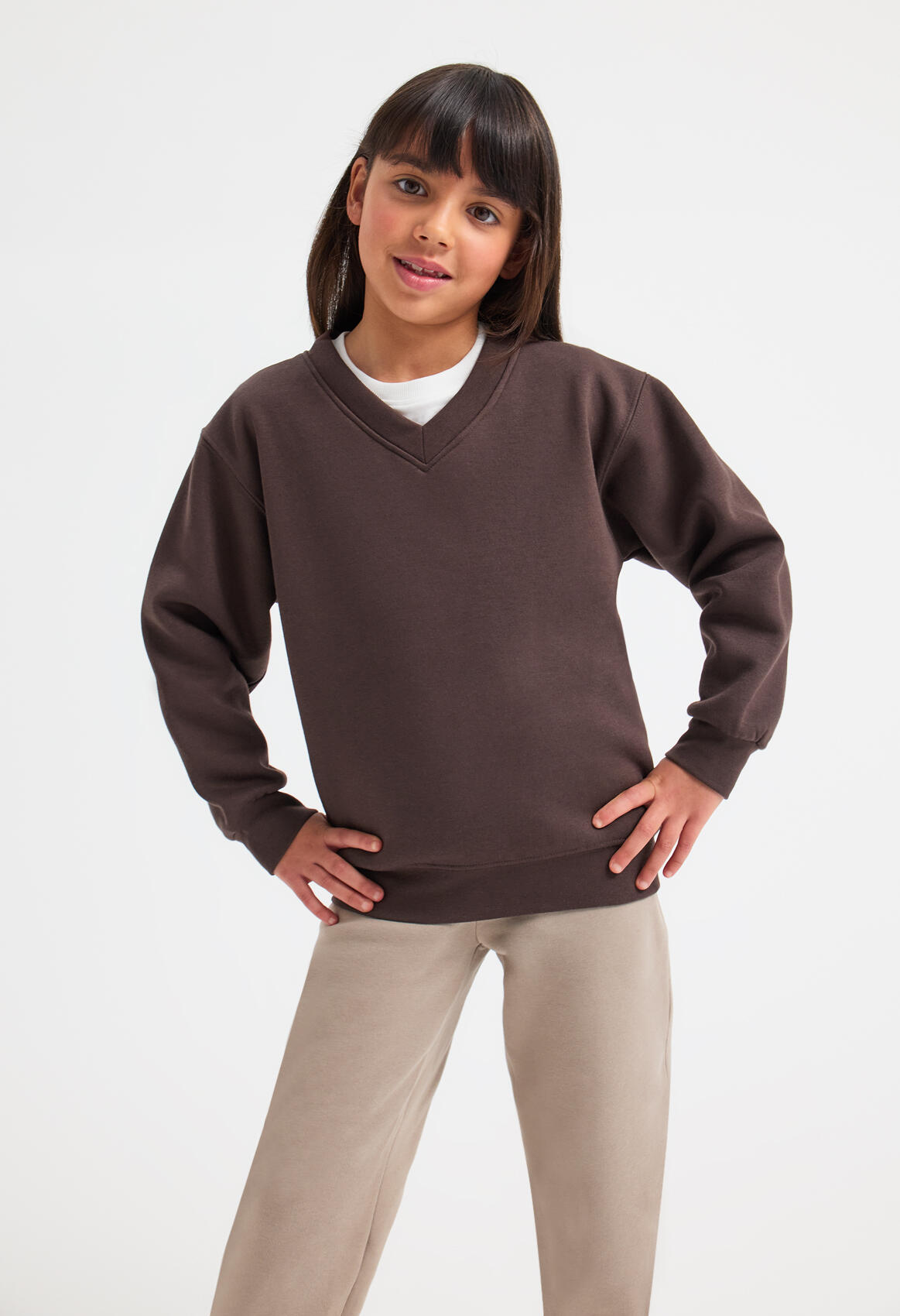 UC206 Red Childrens Classic V-Neck Sweatshirt - Image 2