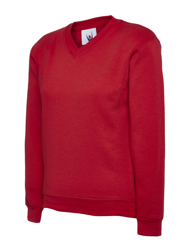 Uneek Clothing UC206 Red Childrens Classic V-Neck Sweatshirt