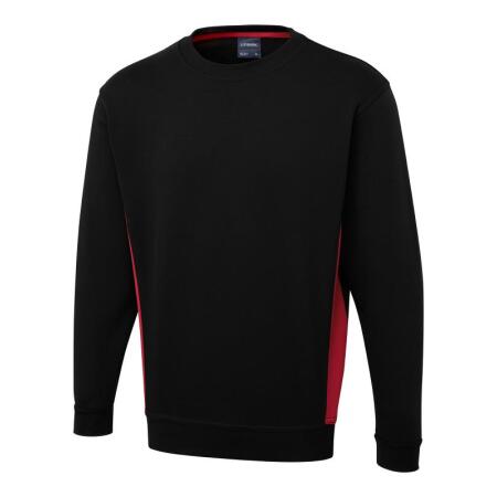 Uneek Clothing UC217 Black/Red Two Tone Crew Neck Sweatshirt