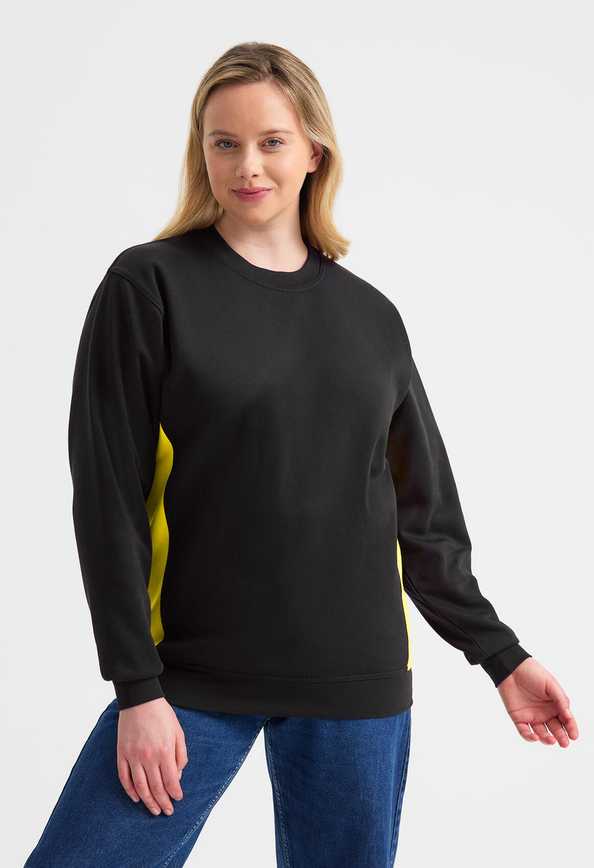 UC217 Black/Red Two Tone Crew Neck Sweatshirt - Image 2