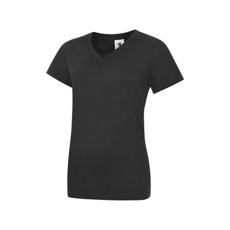 Uneek Clothing UC319 Black Ladies Classic V-Neck T-Shirt
