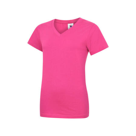 Uneek Clothing UC319 Hot Pink Ladies Classic V-Neck T-Shirt