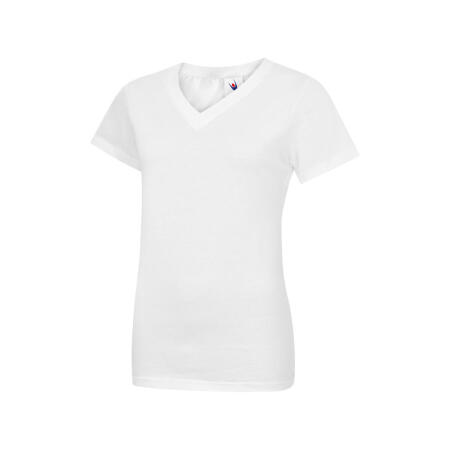 Uneek Clothing UC319 White Ladies Classic V-Neck T-Shirt