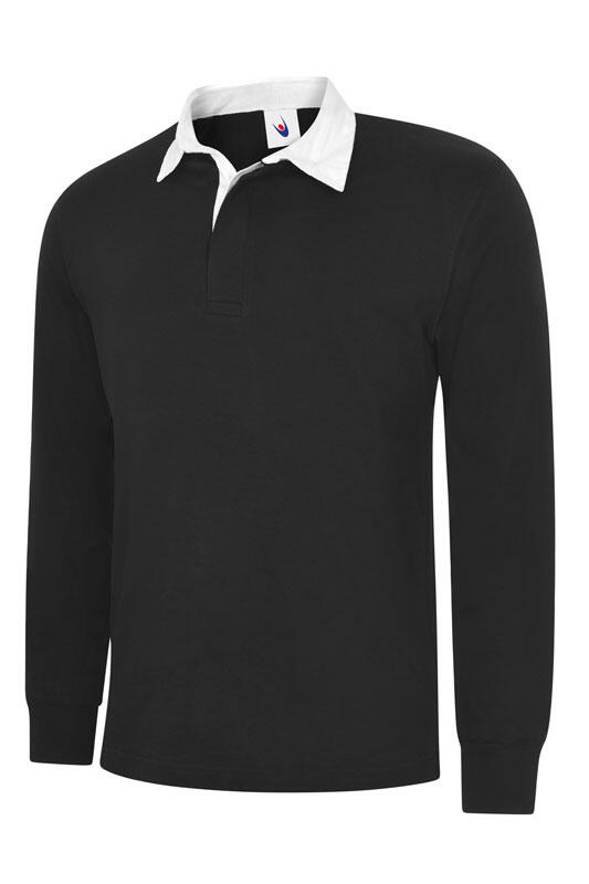 Uneek Clothing UC402 Black Classic Rugby Shirt