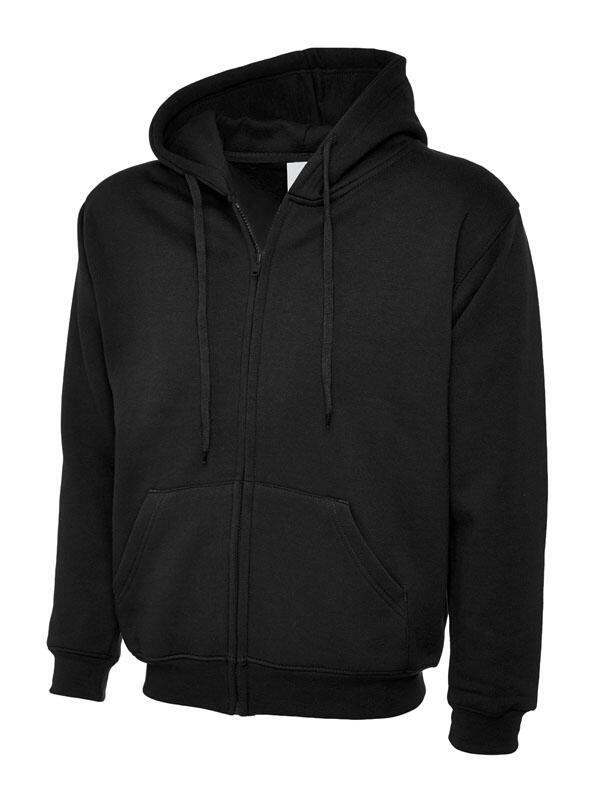 Uneek Clothing UC504 Black Adults Classic Full Zip Hooded Sweatshirt