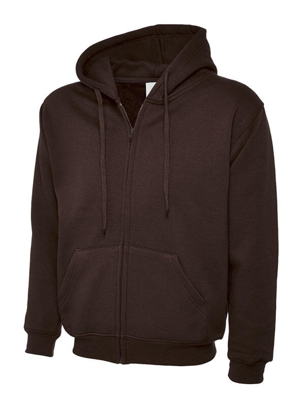 Uneek Clothing UC504 Brown Adults Classic Full Zip Hooded Sweatshirt