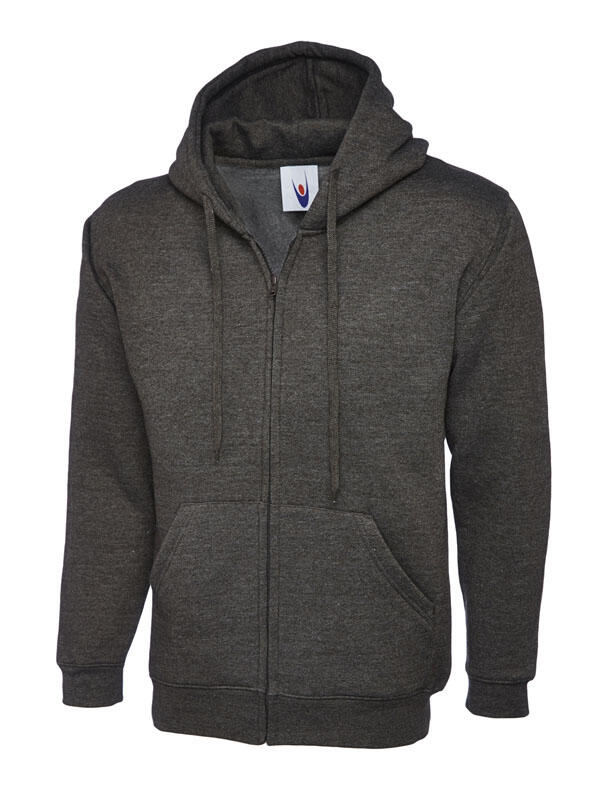 Uneek Clothing UC504 Charcoal Adults Classic Full Zip Hooded Sweatshirt