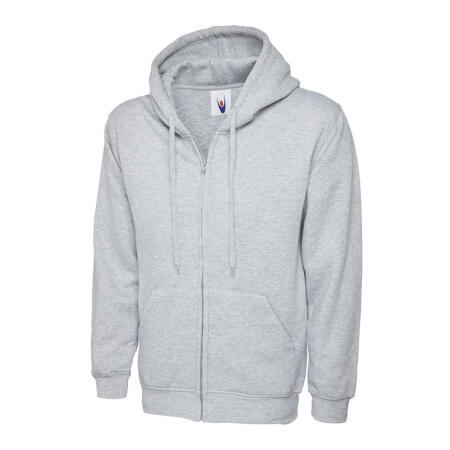 Uneek Clothing UC504 Heather Grey Adults Classic Full Zip Hooded Sweatshirt