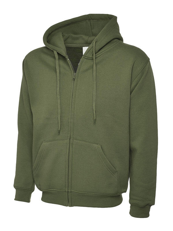 Uneek Clothing UC504 Olive Adults Classic Full Zip Hooded Sweatshirt