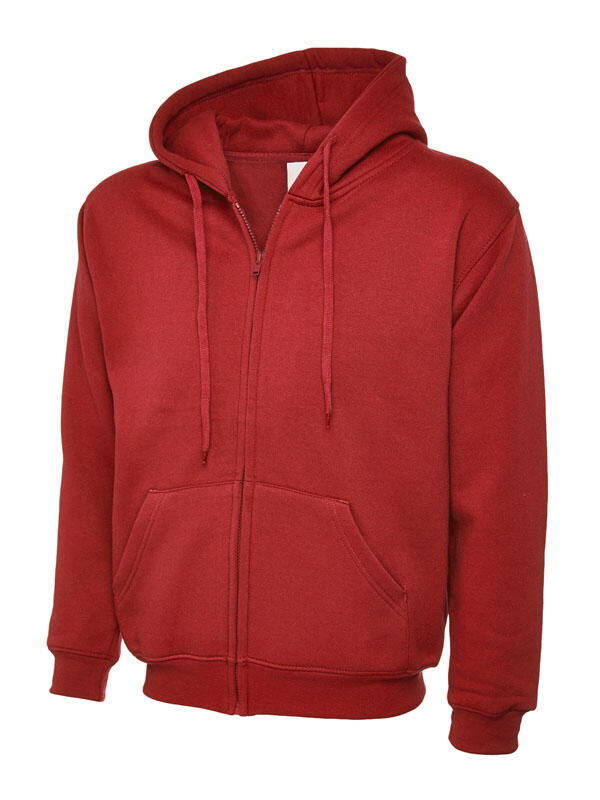 Uneek Clothing UC504 Red Adults Classic Full Zip Hooded Sweatshirt