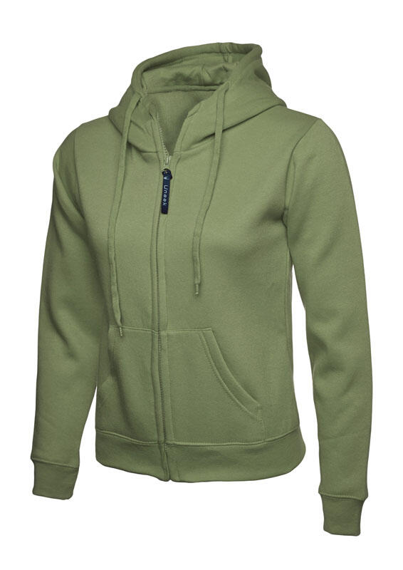 Uneek Clothing UC505 Olive Ladies Classic Full Zip Hooded Sweatshirt