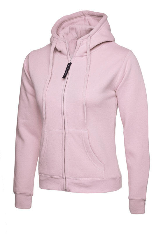 Uneek Clothing UC505 Pink Ladies Classic Full Zip Hooded Sweatshirt