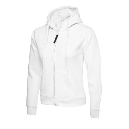 Uneek Clothing UC505 White Ladies Classic Full Zip Hooded Sweatshirt