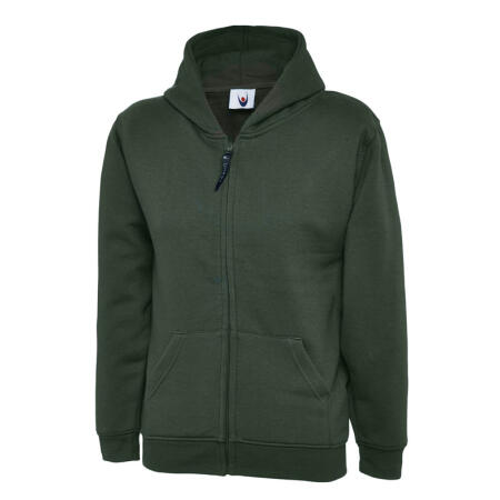 Uneek Clothing UC506 Bottle Green Childrens Classic Full Zip Hooded Sweatshirt
