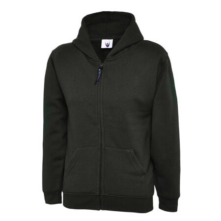 Uneek Clothing UC506 Black Childrens Classic Full Zip Hooded Sweatshirt