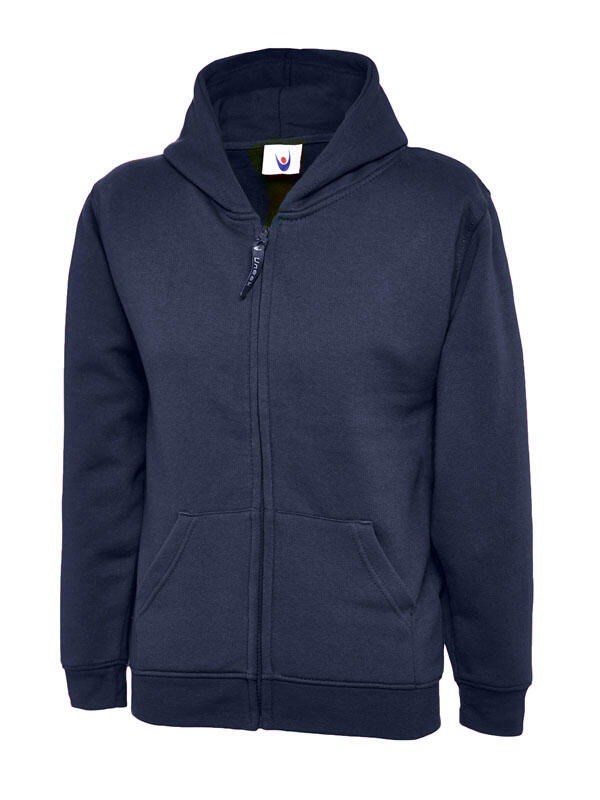 Uneek Clothing UC506 Navy Childrens Classic Full Zip Hooded Sweatshirt