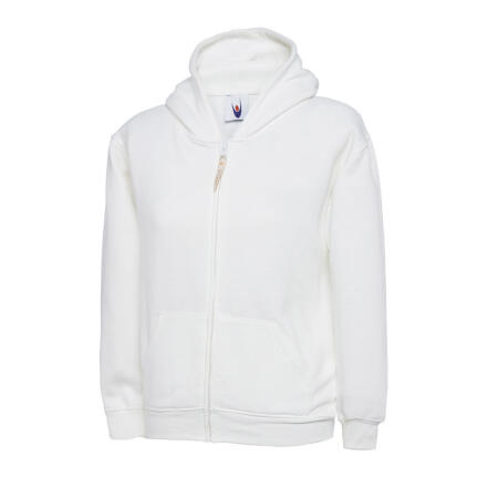 Uneek Clothing UC506 White Childrens Classic Full Zip Hooded Sweatshirt