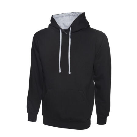 Uneek Clothing UC507 Black/Heather Grey Contrast Hooded Sweatshirt