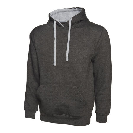 Uneek Clothing UC507 Charcoal/Heather Grey Contrast Hooded Sweatshirt