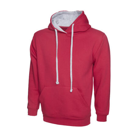 Uneek Clothing UC507 Fuchsia/Heather Grey Contrast Hooded Sweatshirt