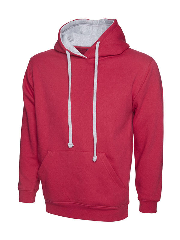 Uneek Clothing UC507 Fuchsia/Heather Grey Contrast Hooded Sweatshirt