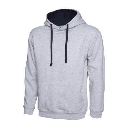 Uneek Clothing UC507 Heather Grey/Navy Contrast Hooded Sweatshirt