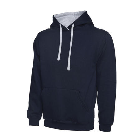 Uneek Clothing UC507 Navy/Heather Grey Contrast Hooded Sweatshirt