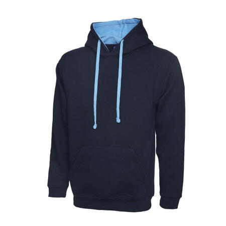 Uneek Clothing UC507 Navy/Sky Contrast Hooded Sweatshirt