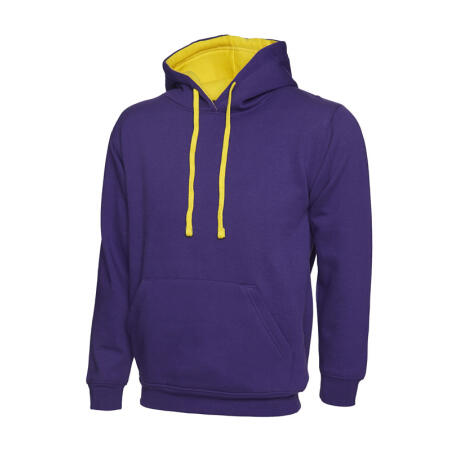 Uneek Clothing UC507 Purple/Yellow Contrast Hooded Sweatshirt