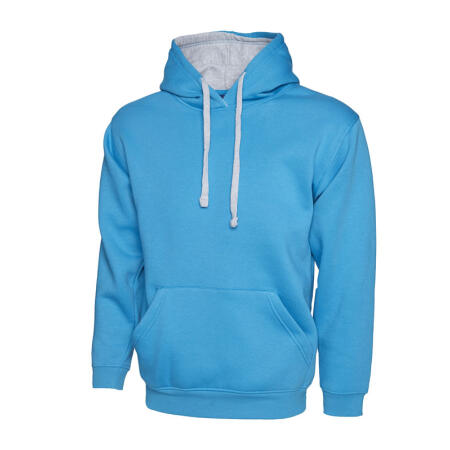 Uneek Clothing UC507 Sapphire/Heather Grey Contrast Hooded Sweatshirt