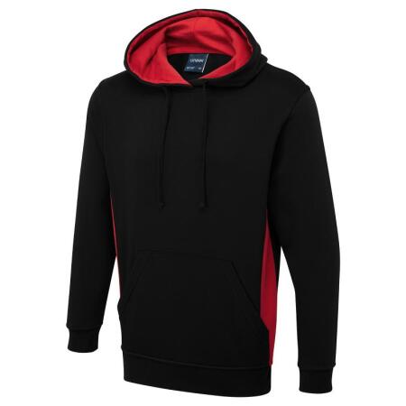 Uneek Clothing UC517 Black/Red Two Tone Hooded Sweatshirt