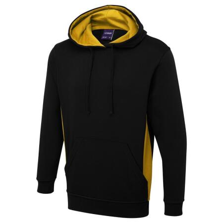 Uneek Clothing UC517 Black/Yellow Two Tone Hooded Sweatshirt