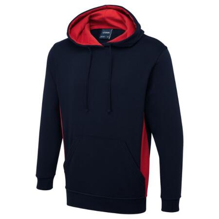 Uneek Clothing UC517 Navy/Red Two Tone Hooded Sweatshirt