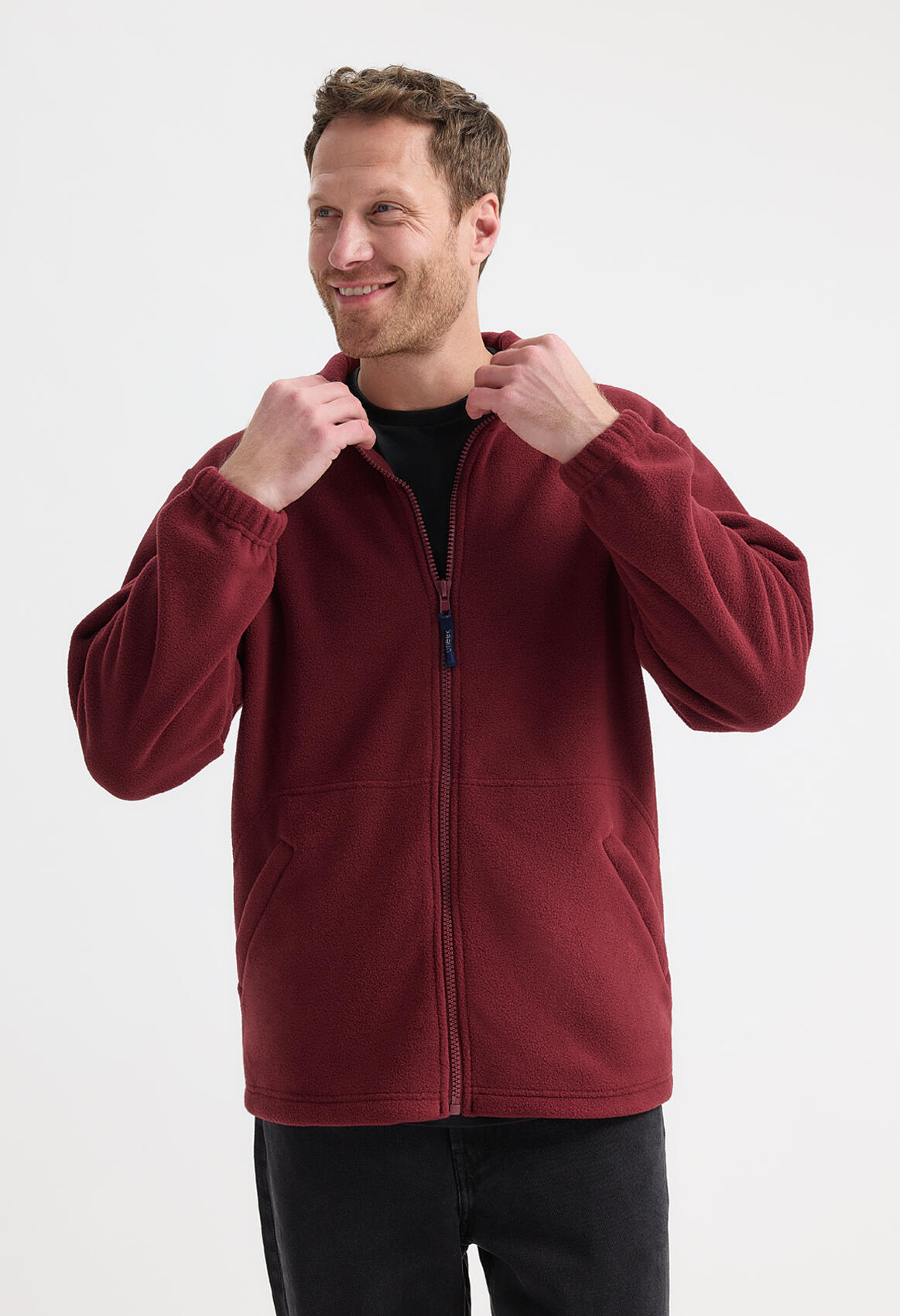 UC604 Maroon Classic Full Zip Fleece Jacket - Image 2