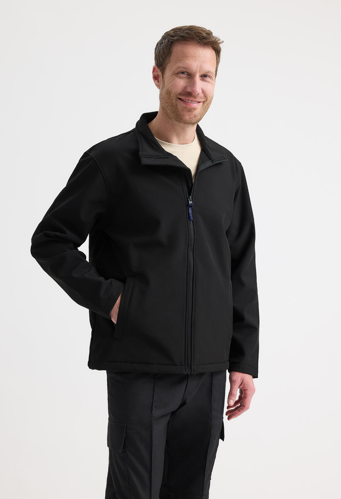 UC612 Black Classic Full Zip Soft Shell Jacket - Image 2