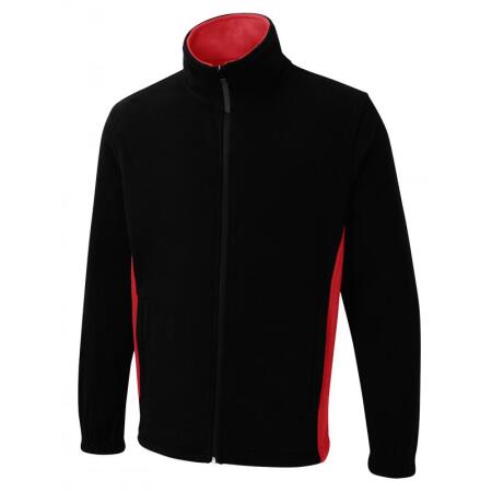 Uneek Clothing UC617 Black/Red Two Tone Full Zip Fleece Jacket