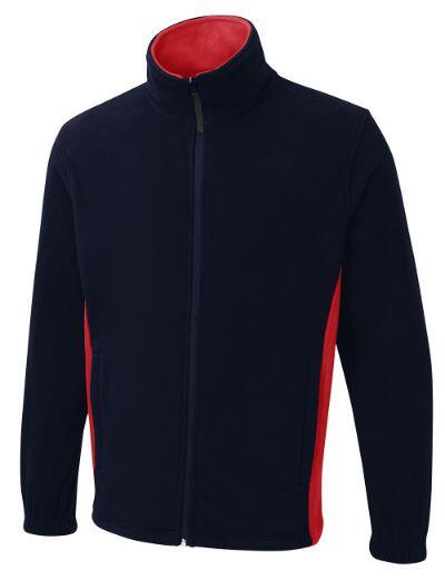 Uneek Clothing UC617 Navy/Red Two Tone Full Zip Fleece Jacket