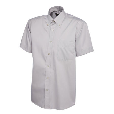 Uneek Clothing UC702 Silver Grey Mens Pinpoint Oxford Half Sleeve Shirt