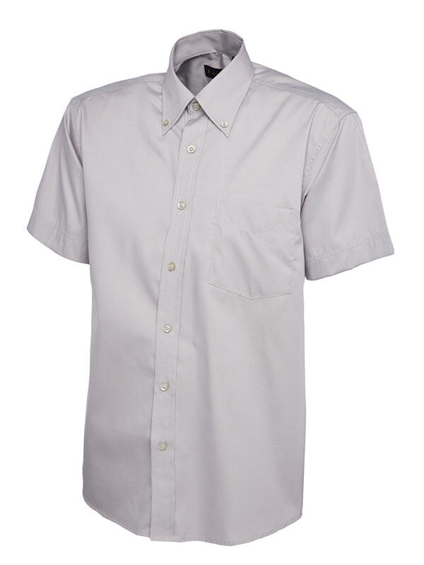 Uneek Clothing UC702 Silver Grey Mens Pinpoint Oxford Half Sleeve Shirt
