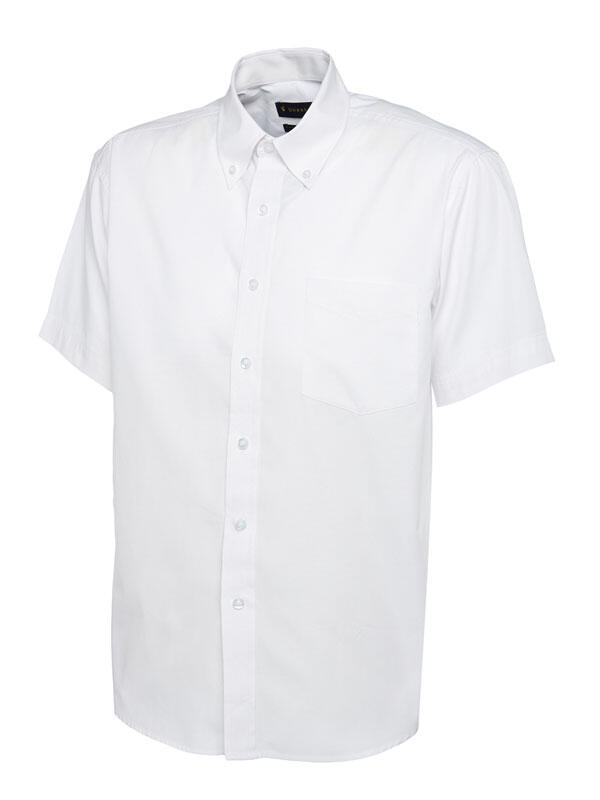 Uneek Clothing UC702 White Mens Pinpoint Oxford Half Sleeve Shirt